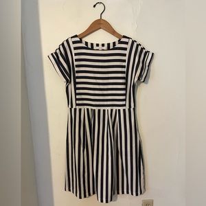RARE clad & cloth blue & white striped bib dress